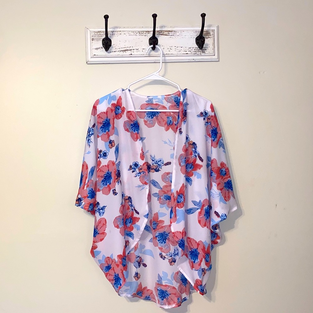 Blue and pink floral cover up